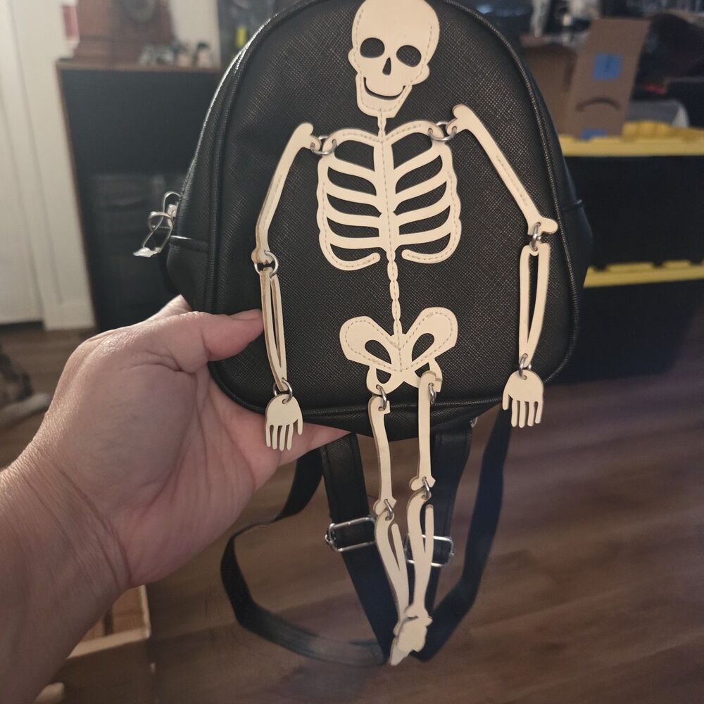 Black Skeleton Glow In The Dark Mini Backpack Bath&Body Works Goth Halloween